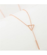 Sweet Fashion Triangle and Wish Stick Combo Design Long Chain Necklace - Golden
