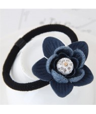 Rhinestone Centered Cloth Flower Fashion Hair Band - Blue
