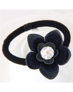 Rhinestone Centered Cloth Flower Fashion Hair Band - Dark Gray