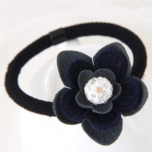 Rhinestone Centered Cloth Flower Fashion Hair Band - Dark Gray