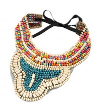 Royal Bohemian Fashion Colorful Wooden Mini Beads Collar Necklace