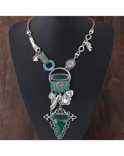 Assorted Fashion Elements Combo Exaggerated Style Costume Necklace - Silver