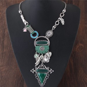 Assorted Fashion Elements Combo Exaggerated Style Costume Necklace - Silver