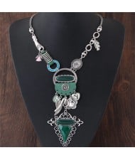 Assorted Fashion Elements Combo Exaggerated Style Costume Necklace - Silver