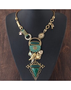 Assorted Fashion Elements Combo Exaggerated Style Costume Necklace - Golden