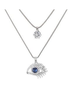 Rhinestone and Cubic Zirconia Inlaid Vivid Shining Eye Pendant Long Fashion Necklace