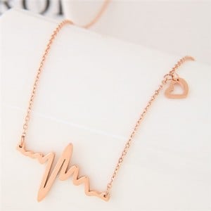 Heartbeat Cardiogram Pendant Design Titanium Steel Fashion Necklace