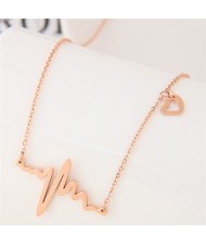 Heartbeat Cardiogram Pendant Design Titanium Steel Fashion Necklace