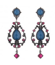 Vintage Hollow Floral Pattern Rhinestone Stud Earrings