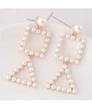 Triangle and Square Combo Design Pearl Fashion Stud Earrings