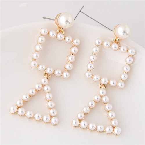triangle pearl earrings