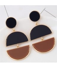 Contrast Colors Chain Linked Waterdrop Pendants Fashion Dangling Earrings - Coffee