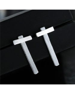 Unique Cross Design High Fashion Silver Stud Earrings
