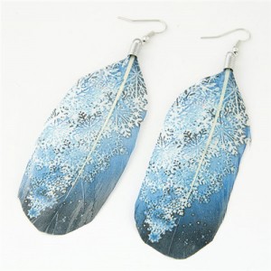Paintings Printed Popular Fashion Feather Earrings - Winter Night View