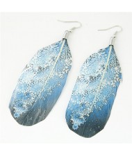 Paintings Printed Popular Fashion Feather Earrings - Winter Night View