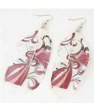 Paintings Printed Popular Fashion Feather Earrings - Red Leaves