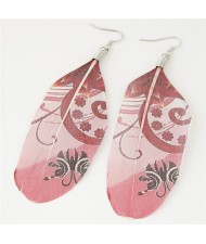 Paintings Printed Popular Fashion Feather Earrings - Blooming Flowers