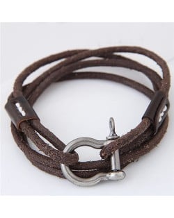 Coarse Fashion Multi-layer Leather Bracelet - Brown