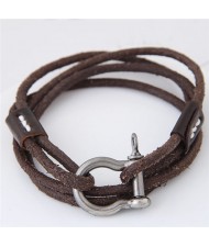 Coarse Fashion Multi-layer Leather Bracelet - Brown
