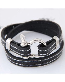 Belt Fashion Dual Layers Costume Bracelet - Black