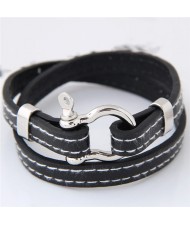 Belt Fashion Dual Layers Costume Bracelet - Black
