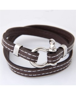 Belt Fashion Dual Layers Costume Bracelet - Brown