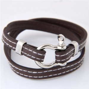 Belt Fashion Dual Layers Costume Bracelet - Brown