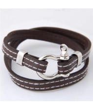 Belt Fashion Dual Layers Costume Bracelet - Brown