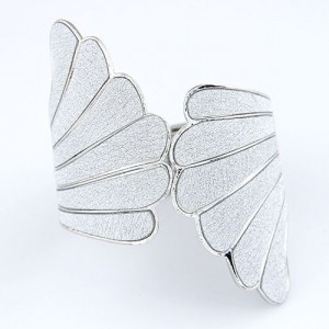 Angle Wings Dull Polish Texture Fashion Bangle - Silver