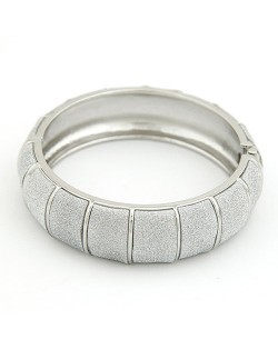 Graceful Dull Polish Texture Joints Fashion Bangle - Silver