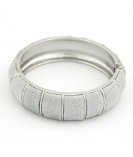Graceful Dull Polish Texture Joints Fashion Bangle - Silver