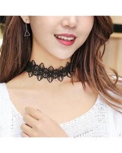 Korean Fashion Hollow-out Floral Lace Choker Necklace and Bracelet Set