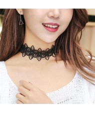Korean Fashion Hollow-out Floral Lace Choker Necklace and Bracelet Set