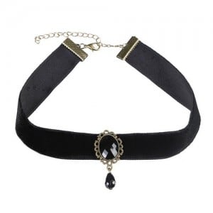 Classic Water Drop Black Lace Choker Necklace