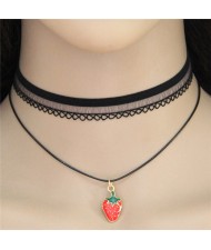 Sun Pendant Gothic Fashion Hollow Snow Flake Black Lace Choker Necklace