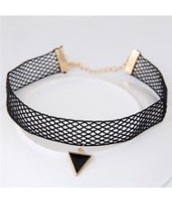 Hollow Out Design Triangle Pendant Fashion Lace Choker Necklace