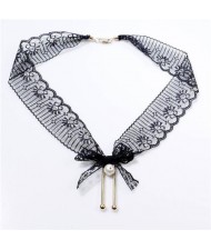 Korean Bowknot Fashion Vintage Floral Lace Choker Necklace