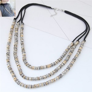 Wire Twined High Fashion Triple Layers Costume Necklace - Mixed Color