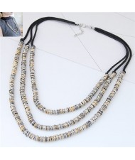 Wire Twined High Fashion Triple Layers Costume Necklace - Mixed Color