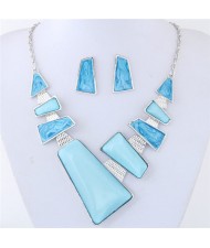 Irregular Bars Combo Fashion Costume Necklace and Earrings Set - Light Blue