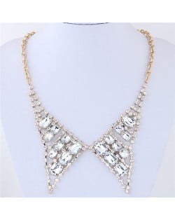 Resin Gem and Rhinestone Embellished Cute Collar Fashion Costume Necklace - Transparent