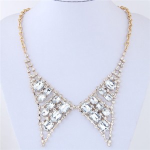 Resin Gem and Rhinestone Embellished Cute Collar Fashion Costume Necklace - Transparent