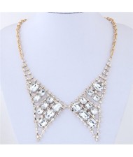 Resin Gem and Rhinestone Embellished Cute Collar Fashion Costume Necklace - Transparent