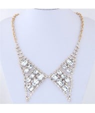 Resin Gem and Rhinestone Embellished Cute Collar Fashion Costume Necklace - Transparent