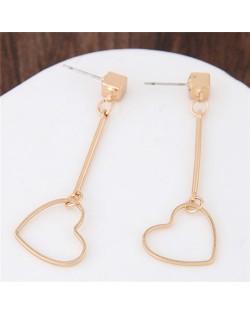 Unique Golden Alloy Dangling Hearts Fashion Earrings