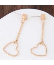 Unique Golden Alloy Dangling Hearts Fashion Earrings