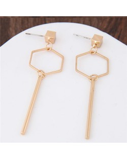 Dangling Key Shape Golden Alloy Fashion Stud Earrings