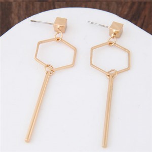 Dangling Key Shape Golden Alloy Fashion Stud Earrings