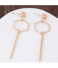 Dangling Key Shape Golden Alloy Fashion Stud Earrings