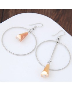 Crystal Waterdrop Decorated Hoop Fashion Asymmetric Earrings - Champagne